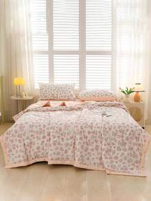 1件大豆纤维夏季被，空调被，亲肤面料，如云般柔软触感，吸湿排汗，抗起球，轻盈透气，丝滑柔顺，适合卧室装饰、婚礼用品、情人节、复活节礼物、母亲节礼物，四季皆宜。 - 西瓜粉 - 查看 7