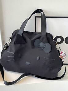(Sanrio) 1pc - Hello Kitty Fashion Large Capacity Portable Travel Bag, Casual Cartoon Handbag For Women, Suitable For Travel, Sports, Fitness And Other Occasions, Back Luggage Strap For Convenient Carrying, Unisex, Ideal Choice For Vacation Travel - View 5