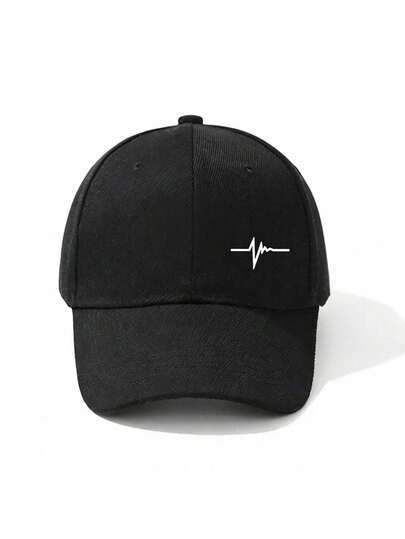 1顶女士爱心印花装饰防晒休闲棒球帽，适合日常出行、通勤、旅行、度假、聚会、团队建设等场合。