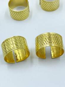 [10pcs]Gold Open-Top Thimble, Open Style Adjustable To Fit Most Adult Finger Sizes, Anti-Slip Surface With Textured Grip For Enhanced Friction And Better Control, Effective Finger Protection, Suitable For Embroidery, Fabric Crafts, Clothing And Home Textile Repair - Thimble - View 7