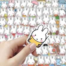 Bộ 100 miếng dán vinyl chống thấm nước hình thỏ Miffy dễ thương | Hình dán nhân vật đáng yêu phù hợp cho bình nước, máy tính xách tay, ván trượt, ốp điện thoại | Món quà hoàn hảo cho người hâm mộ thỏ Miffy - Nhiều màu - Xem 8