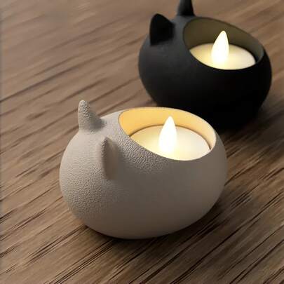 Chân nến hình mèo - Chân nến phong cách Zen giúp bạn thư giãn - Tượng mèo trang trí dễ thương, phù hợp cho nhà và văn phòng - Vừa vặn với các loại nến tròn nhỏ, nến tealight, nến LED.