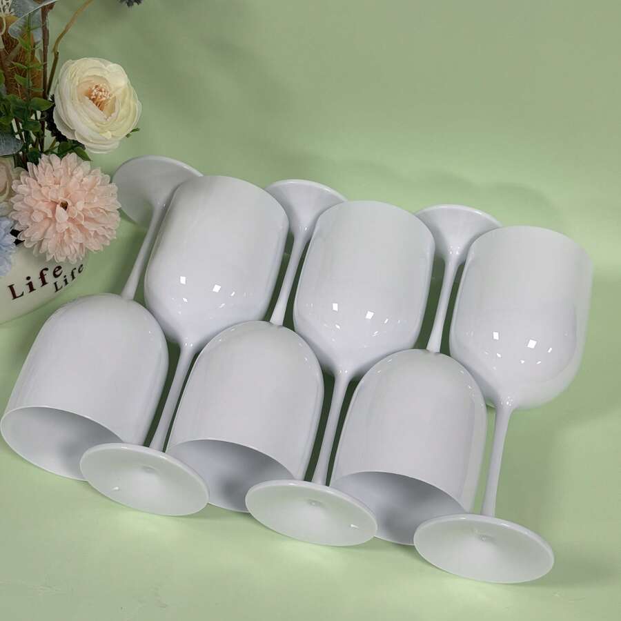 480ml White Goblet, Made Of Shatterproof And Pressure-Resistant Material. Champagne Glasses For Weddings/Parties/Picnics Valentine's Day Gift - A - View 1