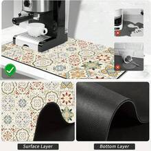 1pc Dish Drying Mat, Coffee Machine Mat, Classic Floral & Geometric Pattern Design, Highly Absorbent, Suitable For Dining Table And Cafe, Multi-Purpose Drainage Mat, Home Gift, Tabletop Decor - XYLSD-116 - View 10