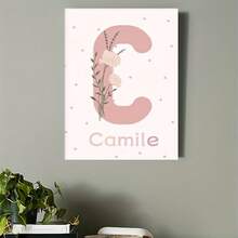 Enmarcado 2D Plano, 2D Plano, 1 Piezas de  de pintura de letras de arte personalizado con nombre temático de mariposas,  rosa para habitaciones de niñas, imágenes de pared de lunares beige, pósters de pared para guardería y decoraciones para dormitorios de niñas - Enmarcado - Ver 5