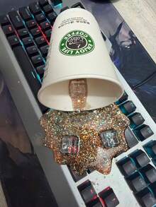 1pc Spilled Coffee Prank Toy, Realistic Beverage Cup, Creative Phone Holder & Desktop Decor - Phone Stand - View 11
