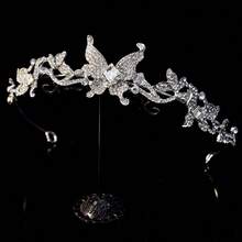 浪漫优雅仙气发饰套装，蝴蝶水钻镶嵌闪亮百搭高级发夹和耳环 - 白色 - 查看 2