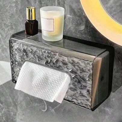 1pc Acrylic Tissue Box Cover, Glacier Pattern Storage Box, Wall-Mounted Tissue Holder, Suitable For Kitchen, Living Room, Bedroom, Dorm, Home Bathroom Decor, Car Decoration, Back To School Essential