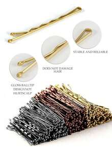 150/100/50 pièces Set de pinces à cheveux en métal de couleur café avec design ondulé unicolore, antidérapant convenant à tous types de cheveux, adapté pour le port quotidien et la coiffure, accessoires capillaires pratiques et décontractés pour les filles et les femmes, été, vacances, voyage, festival, fête - Marron - Voir 3