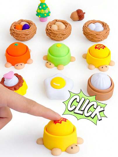 1个3D立体按压减压玩具，彩色蛋窝、乌龟、面包造型，可连续按压，钥匙扣挂件，减压玩具。可用作汽车钥匙扣、包包挂饰、钥匙扣配件、键盘按键设计、成人手指钥匙扣、手指按压钥匙扣、舒缓钥匙扣、专注放松挂绳钥匙扣，生日礼物、派对礼物、节日礼物和独特礼物。