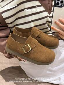 WARRIOR 1 Pair Women's Slip-On Athletic Style Casual Shoes, Personalized Niche Fashion Versatile Lightweight Non-Slip Outdoor Sports Low-Top Sneakers - Camel - View 2