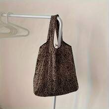 1/2pcs Foldable Leopard Print Tote Bag - Durable Nylon/Polyester Material, Brown Spotted Pattern Design, Leak-Proof Casual Handbag, Suitable For Commuting, Office Workers, Travel, High-Value New Shopping Bag - Multicolor - View 6
