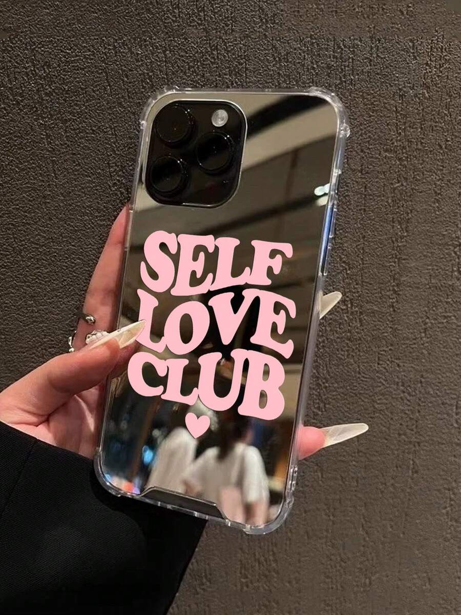 Ốp lưng điện thoại gương dễ thương và cá tính | SELF LOVE CLUB Chữ viết tay màu hồng + Trái tim nhỏ Tương thích với iPhone 13/11/17/17pro/16/14/15/15pro/15 Plus/15 Promax/7plus/8plus/X/Xs Max/Xr/11pro/12pro/13pro/14pro/12mini/13mini/11promax/12promax/13promax/14promax/14plus/17pro Max/17Air/6/6s Plus/7/8/16Pro/16plus/16promax/Se2/17promax & Tương thích với Samsung Galaxy/A54/A14/A12/A13/A15/A32/A33/A24/A52S/S20/S21/S22/S23/S24/S23Plus/S24ultra/S25/A15/A33/A23/S26/S26ultra/S25/S25ultra - Nhiều màu - Xem 1