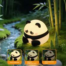 Soft Cute Panda Night Light, Tap To Light Up, Warm Tone And 7 Color Modes, Soft Silicone USB Rechargeable Panda Desk Lamp, 30-Minute Timer Auto Shut-Off, Creative Animal Night Light For Kids Room, Cool Gift For Boys And Girls, Birthday And Christmas Gift - White - View 14