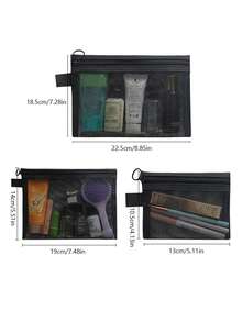 Bolsa de cosméticos de malla transparente, organizador de cables portátil negro, también adecuado para bolsa de artículos de tocador y almacenamiento de escritorio - Multicolor - Ver 10