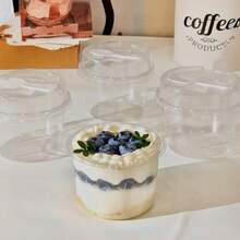 100pc/40pc Round Pudding Cups, Reusable Party Cups, Lids With Spoons, Novelty Mugs, Transparent Mousse Cake Boxes, Yogurt Cups, Suitable For Mousse Cakes, Puddings, Snacks, Fruits, Ice Cream, Yogurt Salads, Perfect For Christmas, Birthdays, Weddings And All Kinds Of Events. - 透明 - 查看 9