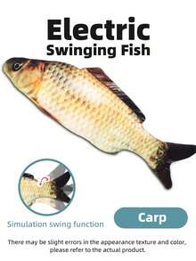1个电动摇摆鱼猫玩具，电动鱼模拟跳跃猫咪自娱自乐神器，磨牙耐咬猫玩具，幼猫无聊玩耍宠物用品 - 查看 10
