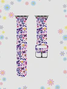 粉紫色花卉蝴蝶中性時尚矽膠錶帶，適用於 38mm 40mm 41mm 42mm 44mm 45mm 46mm 49mm，相容於 Series Ultra/S11/S10/SE/8/7/6/5/4/3/2/1 - 彩色 - 查看 13
