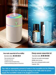 Diffuser Aromaterapi Minyak Esensial Berkualitas Tinggi 230ml, Pelembap Semprot Aroma Ultrasonik 5-in-1, Bertenaga USB, Pasang dan Mainkan, Dengan Timer dan Saklar Pengaman Mati Otomatis, Lampu LED 7 Warna yang Berubah-ubah, Cocok untuk Ruang Tamu, Kamar Tidur, dan Kantor - Paket aromaterapi - View 18