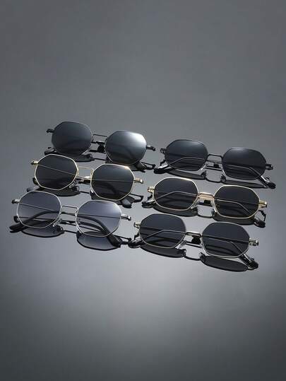 6 piezas Gafas de hombre con marco cuadrado de cobre, estilo clásico, moderno y sencillo, para verano, conducir, pescar, acampar, fiestas, fotografía callejera, vacaciones tropicales en la playa, salidas familiares, citas y accesorios de moda