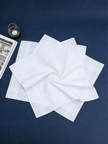 12 Packs Of Solid Color Classic Thin Absorbent Handkerchiefs, Soft And Comfortable For All Seasons, Suitable For Elderly Women To Wipe Sweat, Small Square Handkerchiefs, Suitable For Daily Use And Gifts - White - View 9