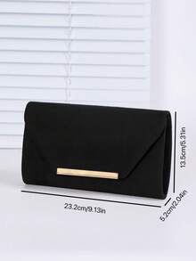 1个简约纯色毛绒派对手提包，优雅奢华女士晚宴包，可拆卸金属链条肩带/斜挎带，完美派对手拿包，适合女性、新娘，适用于节日、盛会、宴会、聚会、婚礼等场合，最佳礼物 - 黑色 - 查看 6