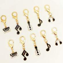 10pcs Music Note & Guitar Zinc Alloy Enamel Pendant, Lobster Clasp Keychain Charm, Mini Artistic Emotional Hanging Decor, Creative Small Gift Pendant Gifts For Mother, Father, Graduation, And Teacher - 10 - View 3