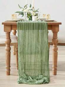 Pleated Table Flags, Foldable Table Flags, Green Tablecloths, Party Supplies, Birthday Gifts, Birthday Decorations, Wedding Sheer Burgundy Sheer, Party Dining Table Center Decor Flags, Party Decorations, Wedding Favors, Tablecloths, Wedding Gifts, Kitchen Tablecloths, Versatile For Various Parties, Weddings, Bridal Showers, Birthdays, Baby Showers, New Year, Etc. - màu xanh lá - Xem 1