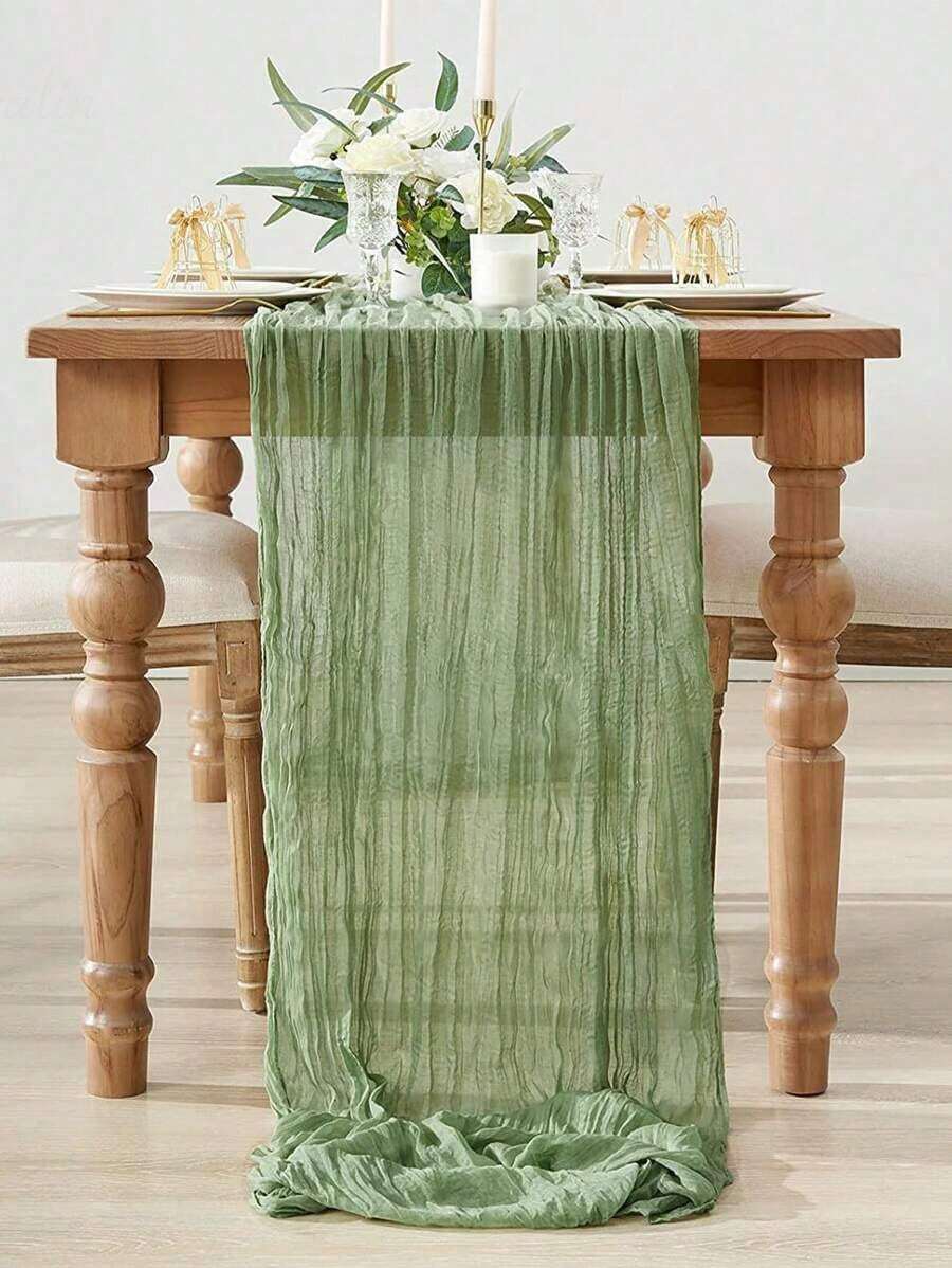 Pleated Table Flags, Foldable Table Flags, Green Tablecloths, Party Supplies, Birthday Gifts, Birthday Decorations, Wedding Sheer Burgundy Sheer, Party Dining Table Center Decor Flags, Party Decorations, Wedding Favors, Tablecloths, Wedding Gifts, Kitchen Tablecloths, Versatile For Various Parties, Weddings, Bridal Showers, Birthdays, Baby Showers, New Year, Etc. - màu xanh lá - Xem 1