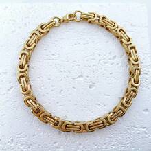 1 set Collier et bracelet en chaîne tressée byzantine en acier inoxydable, convient pour le style de bijoux de cyclisme, punk, hip-hop et rock pour hommes - Or jaune - Voir 3