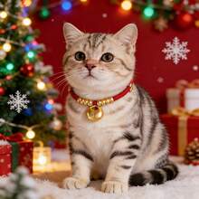 1件猫/狗宠物项圈长寿锁，金珠猫/狗项链项圈无声招财可调节颈环 - 彩色 - 查看 3