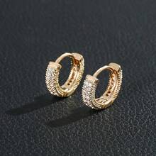 1 Pair Fashion Punk Asymmetrical Copper Alloy Hoop Earrings, Silver Color, Suitable For Men & Women Daily Wear - Vàng - Xem 6