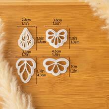 1件/4件套粘土耳环切割器，4种经典几何形状聚合物粘土首饰切割工具 - 白色 - 查看 5