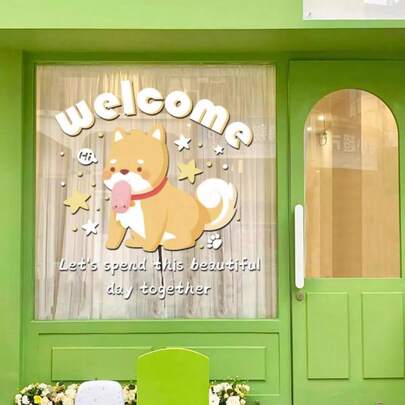 1 Cuộn Hình Dán Trang Trí Dành Cho Chó và Mèo Nhỏ, Cửa Kính và Cửa Sổ, Trung Tâm Thương Mại, Cửa Hàng Quần Áo, Tiệm Bánh, Cửa Trưng Bày Cửa Hàng, Hấp Thụ Tĩnh Điện, Hình Dán Cửa Sổ Có Thể Tháo Rời