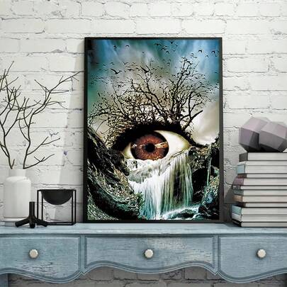 1件套5D钻石画套装，无框 - 圆形钻石刺绣艺术DIY全钻画布，马赛克工艺，手工工艺品礼品，适用于客厅、卧室、办公室装饰艺术DIY礼品