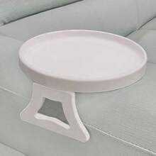 Wentu Store  NDL - Mesa con clip para reposabrazos de sofá bandeja antideslizante para bebidas aperitivos control remoto mandos de juego mesa ajustable para sala de estar recámara recámara se adapta a la  179595 - Blanco - Ver 2