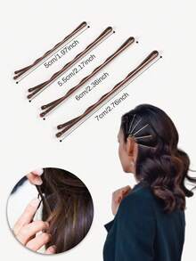 150/100/50 pièces Set de pinces à cheveux en métal de couleur café avec design ondulé unicolore, antidérapant convenant à tous types de cheveux, adapté pour le port quotidien et la coiffure, accessoires capillaires pratiques et décontractés pour les filles et les femmes, été, vacances, voyage, festival, fête - Marron - Voir 10