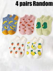 Vớ ngắn nữ mùa xuân/hè, vớ cổ thấp, họa tiết trái cây hoạt hình Nhật Bản dễ thương, đa năng & - Nhiều màu - Xem 4