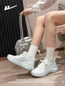 WARRIOR 1 Pair Women's Lace-Up Running Shoes, New Fashionable Versatile Comfortable Casual Outdoor Sports Sneakers - White Light Green - View 10