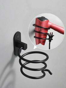 1个浴室吹风机支架，壁挂式螺旋吹风机架，免钻孔浴室吹风机收纳架，铝制吹风机整理架 - 金色 - 查看 3