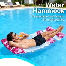 Tropisches Blatt Muster abnehmbarer aufblasbarer Pool Hängematte, 2-in-1 Mesh Schwimmsessel 178*70cm für Pool & Strand - Verschiedenfarbig - Übersicht 1