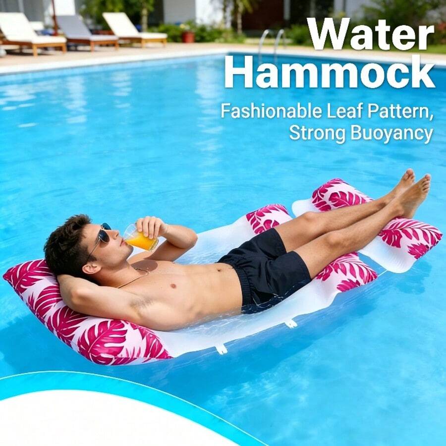 Tropisches Blatt Muster abnehmbarer aufblasbarer Pool Hängematte, 2-in-1 Mesh Schwimmsessel 178*70cm für Pool & Strand - Verschiedenfarbig - Übersicht 1