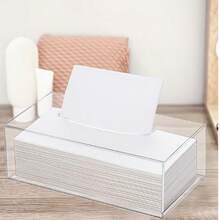 Hộp đựng khăn ăn bằng acrylic, hộp đựng khăn ăn dạng đứng, hộp khăn giấy trong suốt, hộp đựng khăn ăn để bàn, phụ kiện nhà bếp và phòng ăn. - trắng - Xem 1