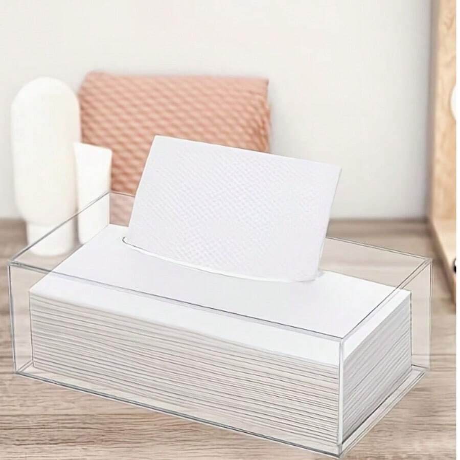 Portanachos de acrílico, dispensador de servilletas vertical, caja de pañuelos transparente, organizador de servilletas para encimera, accesorio para cocina y comedor - Blanco - Ver 1