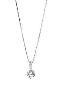 1款简约小吊坠单钻镀银项链锁骨链，女士冷色调四季日常佩戴 - 銀色 - 查看 4