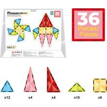PicassoTiles - Magnetic Block Set, Diamond Series, Magnetic Building Blocks, STEM Learning, For Children Ages 3 And Up, PTM100 - 36 Pieces - View 3