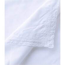Womens Large Soft White Embroidered Handkerchiefs - 60s Cotton Square 16 Inch - 3 件 + 白色 - 查看 5