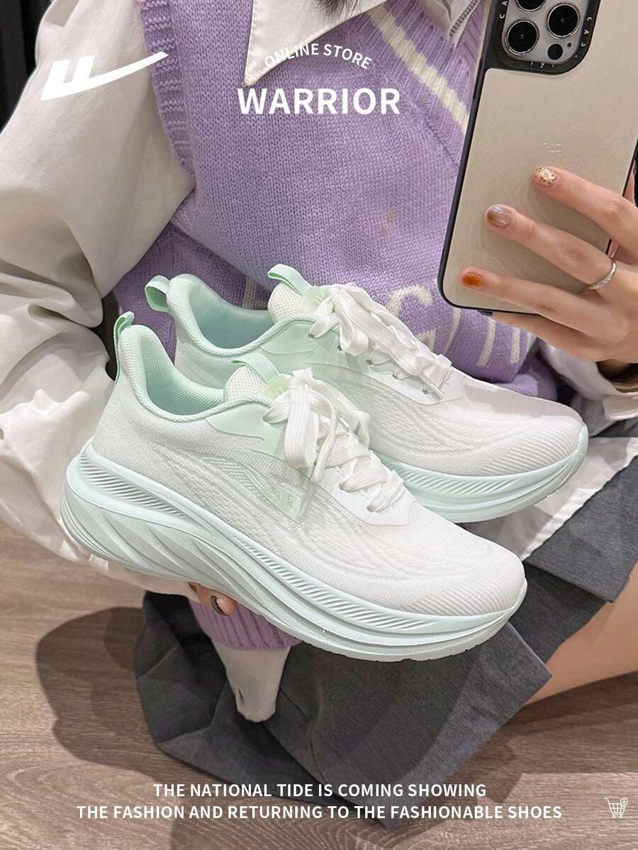 WARRIOR 1 Pair Women's Lace-Up Running Shoes, New Fashionable Versatile Comfortable Casual Outdoor Sports Sneakers