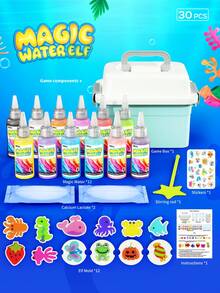 Juego de juguetes de gel mágico con agua que brilla, set de gel apretable para aliviar el estrés (incluye gel mágico y molde), set de manualidades con perlas de agua, juguete de gel suave DIY, juguete sensorial de criaturas de gel mágico que brillan con agua, manualidad creativa, actividad divertida para el hogar, regalo de Navidad, regalo de cumpleaños - Multicolor - Ver 2