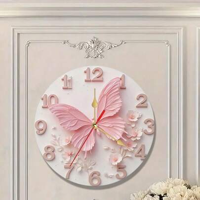 Đồng hồ treo tường thạch anh hình bướm hồng thanh lịch, hoạt động êm ái - Trang trí nghệ thuật hiện đại cho phòng ngủ, căn hộ, ký túc xá, phòng tắm - Lý tưởng làm quà tặng Halloween, Giáng sinh, Phục sinh - Sử dụng pin AA (không bao gồm) - Đồng hồ treo tường trang trí nhà cửa
